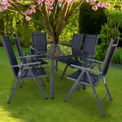Wohnen Sitzgruppe<Gartentisch Gruppe in modernem Design - Everest (siebenteilig)
