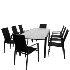 Wohnen Sitzgruppe<Gartentisch und acht Armlehnenstühle - Facheto (neunteilig)