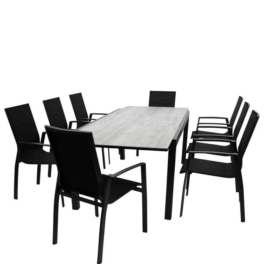 Wohnen Sitzgruppe<Gartentisch und acht Armlehnenstühle - Facheto (neunteilig)
