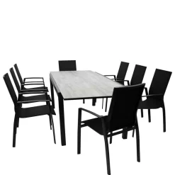 Wohnen Sitzgruppe<Gartentisch und acht Armlehnenstühle - Facheto (neunteilig)