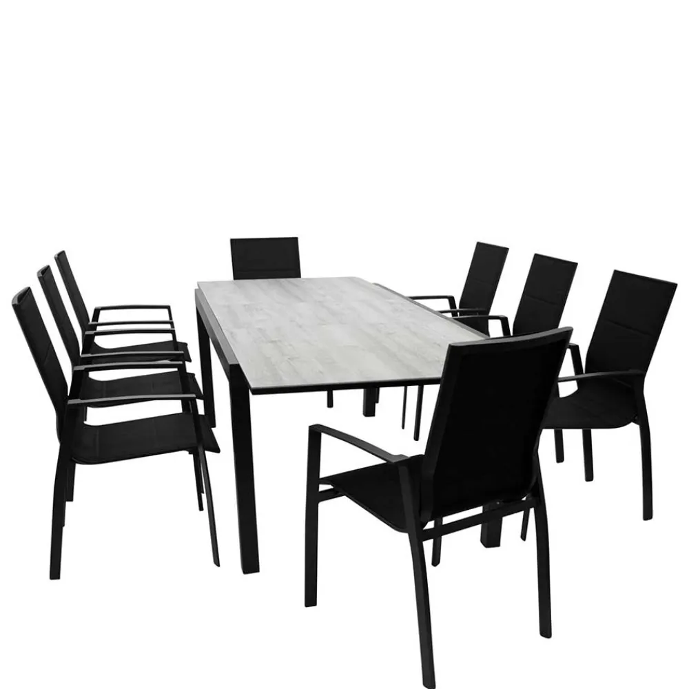 Wohnen Sitzgruppe<Gartentisch und acht Armlehnenstühle - Facheto (neunteilig)