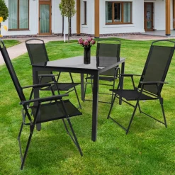 Wohnen Sitzgruppe<Gartentisch und Hochlehner Set - Kimbertas (fünfteilig)
