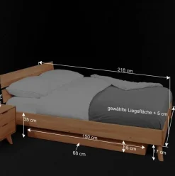 Wohnen Betten<Geöltes Kernbuche Bett 210cm lang - Junola III