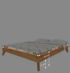 Wohnen Betten<Geöltes Kernbuche Bett für Dachzimmer - Junola II