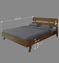 Wohnen Betten<Geöltes Wildeichebett mit 220 cm Länge - Hardus