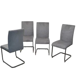 Wohnen Sessel<Gepolsterte Schwingstühle in Anthrazit - Blacer (4er Set)