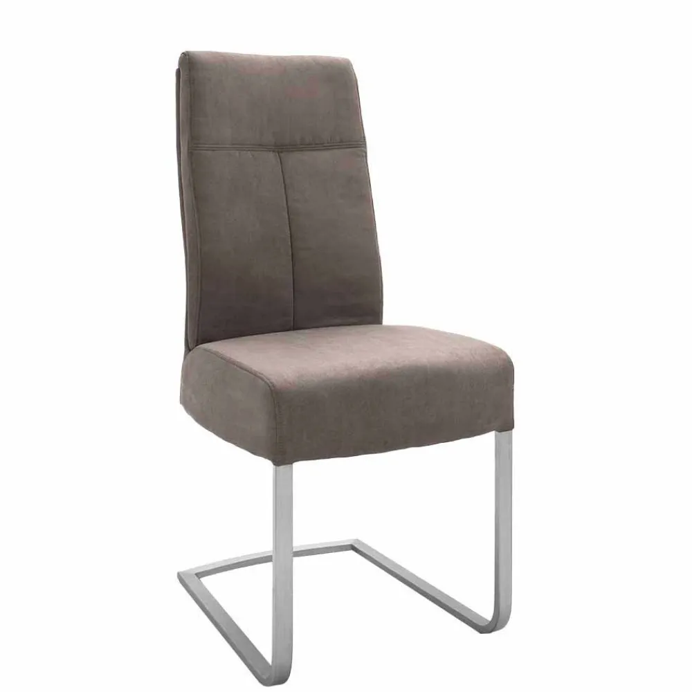 Wohnen Sessel<Gepolsterter Freischwinger Stuhl in Braun - Carpreras (2er Set)