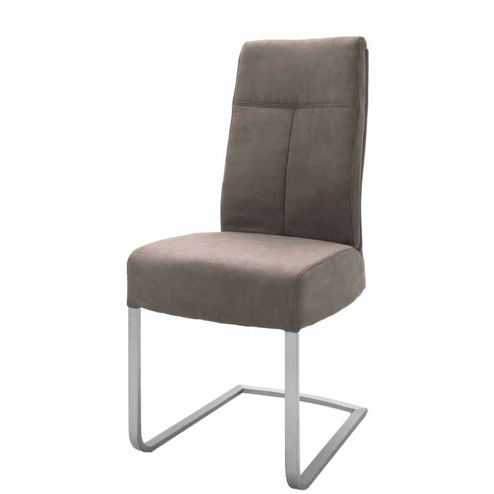 Wohnen Sessel<Gepolsterter Freischwinger Stuhl in Braun - Carpreras (2er Set)