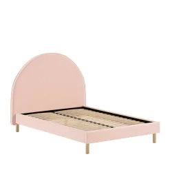 Wohnen Betten<Gepolstertes Bett mit Boucle Bezug in Rosa - Skylab