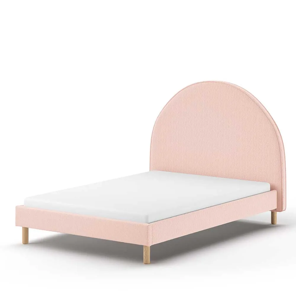 Wohnen Betten<Gepolstertes Bett mit Boucle Bezug in Rosa - Skylab