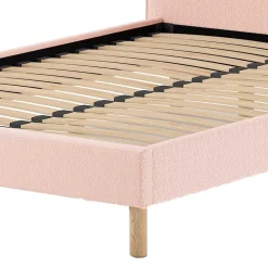 Wohnen Betten<Gepolstertes Bett mit Boucle Bezug in Rosa - Skylab