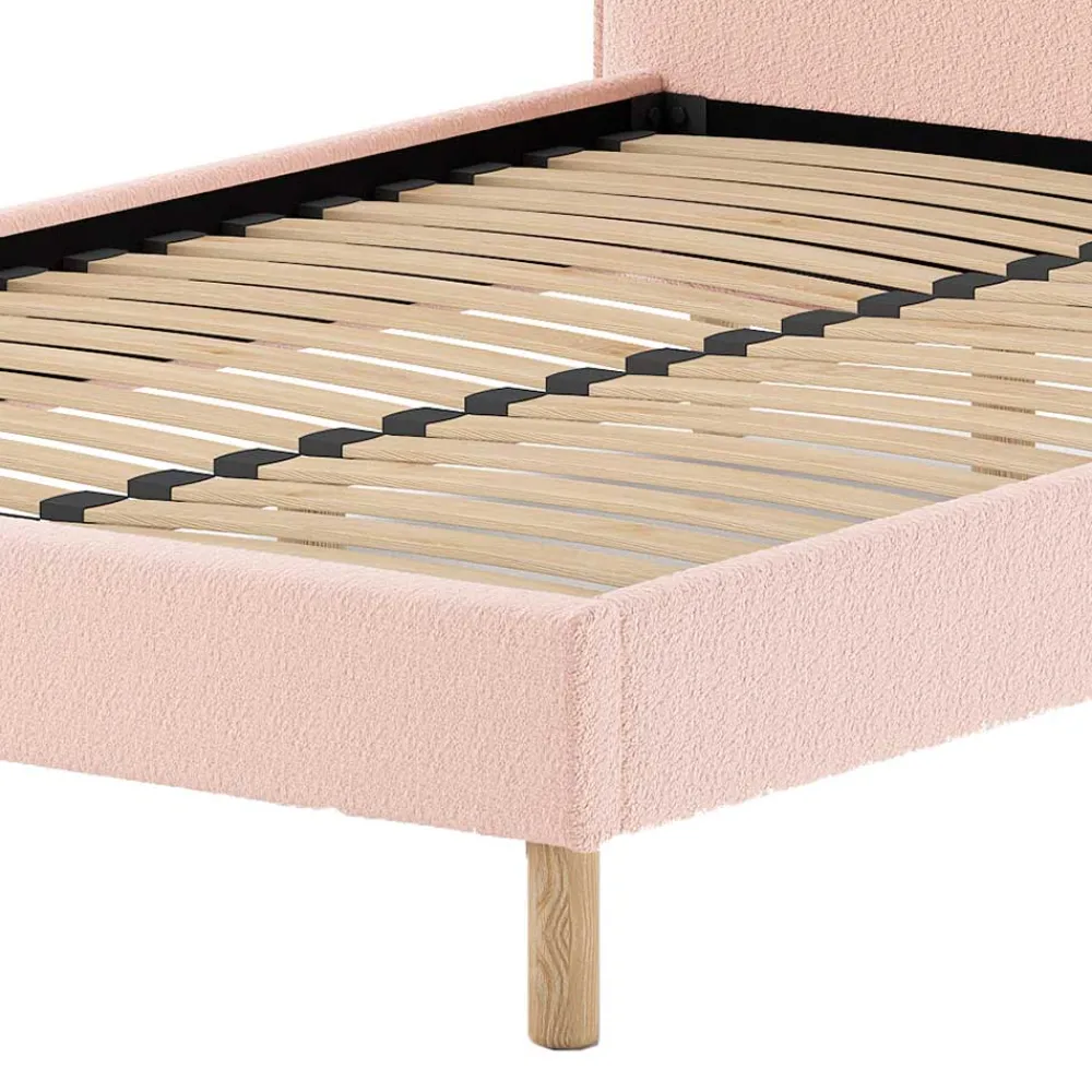 Wohnen Betten<Gepolstertes Bett mit Boucle Bezug in Rosa - Skylab