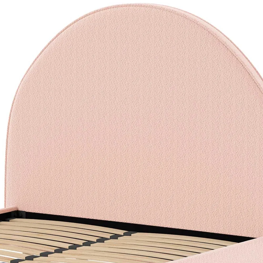 Wohnen Betten<Gepolstertes Bett mit Boucle Bezug in Rosa - Skylab