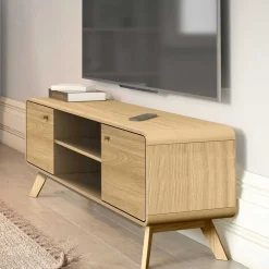 Wohnen Tv & Hifi-Möbel|Lowboards<Gerundetes Lowboard in Eiche Optik - Alcuam