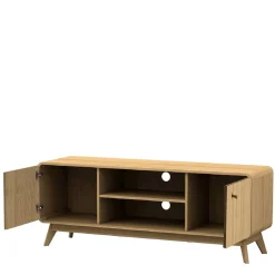 Wohnen Tv & Hifi-Möbel|Lowboards<Gerundetes Lowboard in Eiche Optik - Alcuam