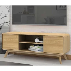 Wohnen Tv & Hifi-Möbel|Lowboards<Gerundetes Lowboard in Eiche Optik - Alcuam