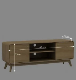 Wohnen Tv & Hifi-Möbel|Lowboards<Gerundetes Lowboard in Eiche Optik - Alcuam