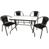 Wohnen Sitzgruppe<Glas Gartentisch & Tischsessel Set - Sylverta (fünfteilig)