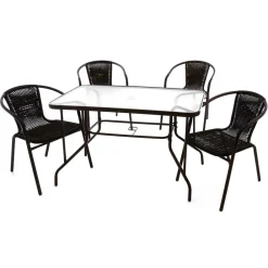 Wohnen Sitzgruppe<Glas Gartentisch & Tischsessel Set - Sylverta (fünfteilig)