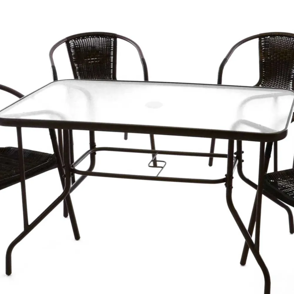 Wohnen Sitzgruppe<Glas Gartentisch & Tischsessel Set - Sylverta (fünfteilig)