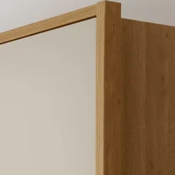 Wohnen Kleiderschränke|Schränke<Glasfront Kleiderschrank in Beige & Eiche - Emdsiva