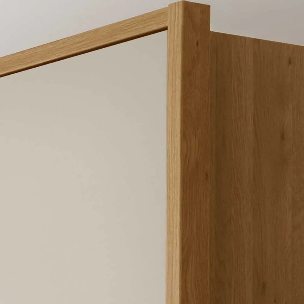 Wohnen Kleiderschränke|Schränke<Glasfront Kleiderschrank in Beige & Eiche - Emdsiva