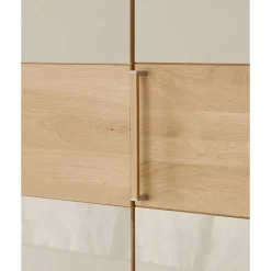Wohnen Kleiderschränke|Schränke<Glasfront Kleiderschrank in Beige & Eiche - Emdsiva