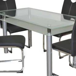 Wohnen Sitzgruppe<Glastisch & Freischwinger Stühle - Zaparony (fünfteilig)