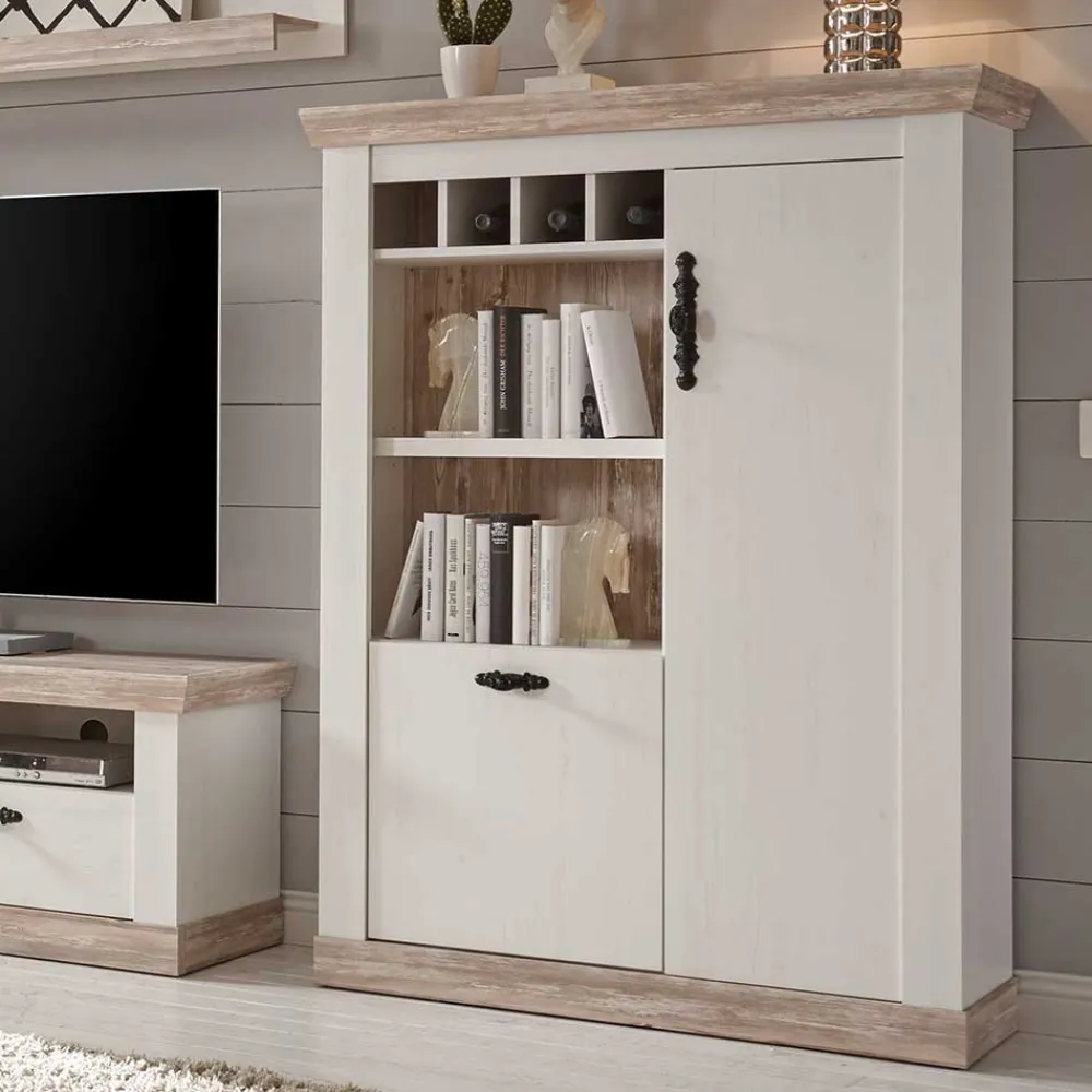 Wohnen Highboards<Günstiges Highboard im Scandi Chic Nedita in Weiß