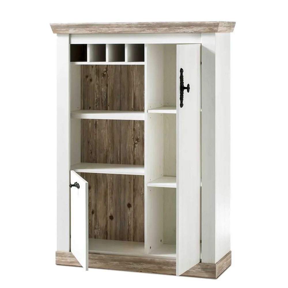 Wohnen Highboards<Günstiges Highboard im Scandi Chic Nedita in Weiß