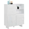 Wohnen Highboards<Günstiges Kombi Highboard in Weiß lasiert - Vagniu