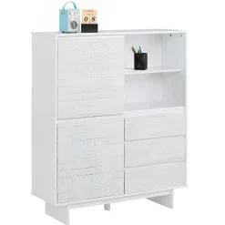 Wohnen Highboards<Günstiges Kombi Highboard in Weiß lasiert - Vagniu