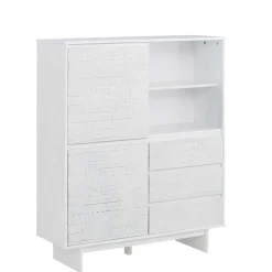 Wohnen Highboards<Günstiges Kombi Highboard in Weiß lasiert - Vagniu