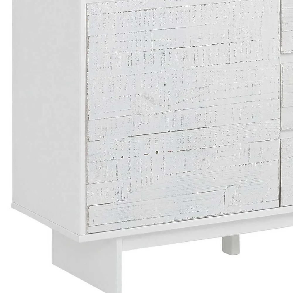 Wohnen Highboards<Günstiges Kombi Highboard in Weiß lasiert - Vagniu