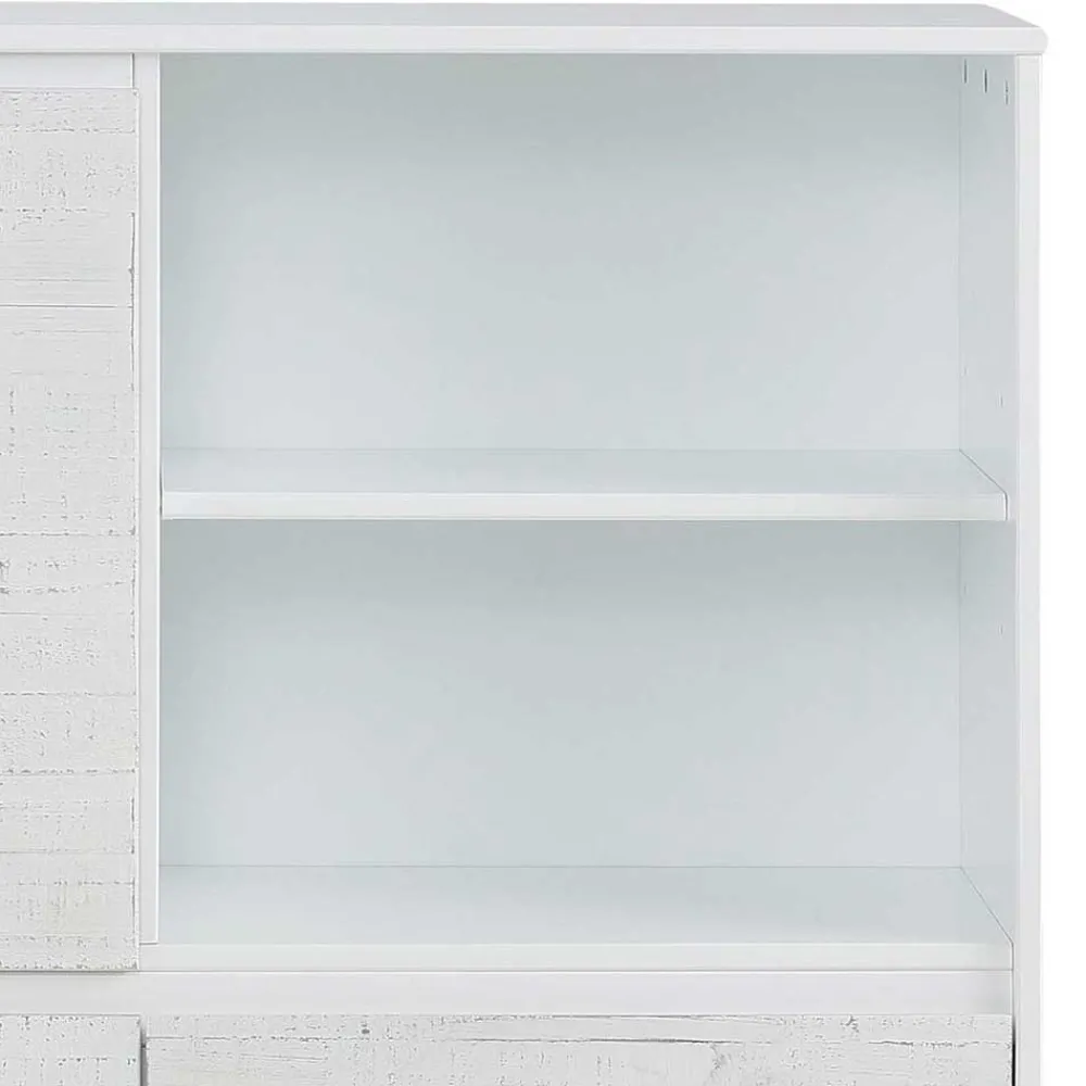 Wohnen Highboards<Günstiges Kombi Highboard in Weiß lasiert - Vagniu