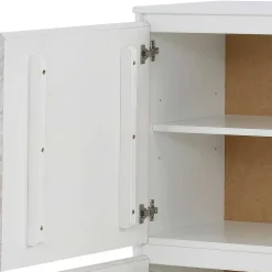 Wohnen Highboards<Günstiges Kombi Highboard in Weiß lasiert - Vagniu