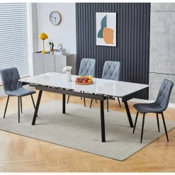 Wohnen Stühle<Graue Esszimmerstühle aus Samt - Epos (4er Set)