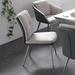 Wohnen Stühle<Graue Esszimmerstühle Casalin mit Edelstahl Gestell (2er Set)