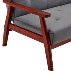 Wohnen Betten|Sofas<Graue Samt Bettcouch mit Holzgestell - Farala