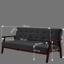 Wohnen Betten|Sofas<Graue Samt Bettcouch mit Holzgestell - Farala
