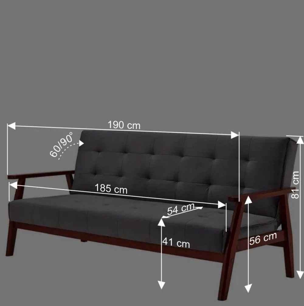 Wohnen Betten|Sofas<Graue Samt Bettcouch mit Holzgestell - Farala