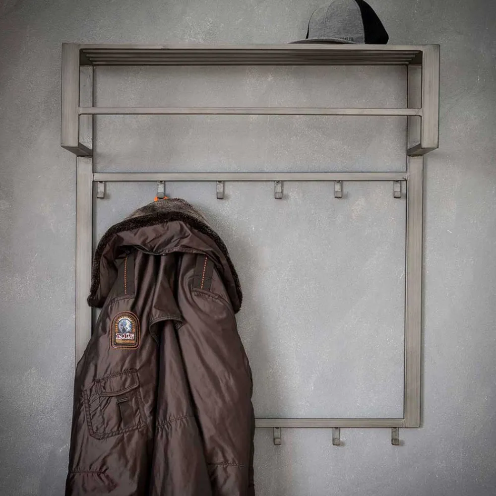 Wohnen Garderoben<Graue Stahl Wandgarderobe mit 12 Haken - King
