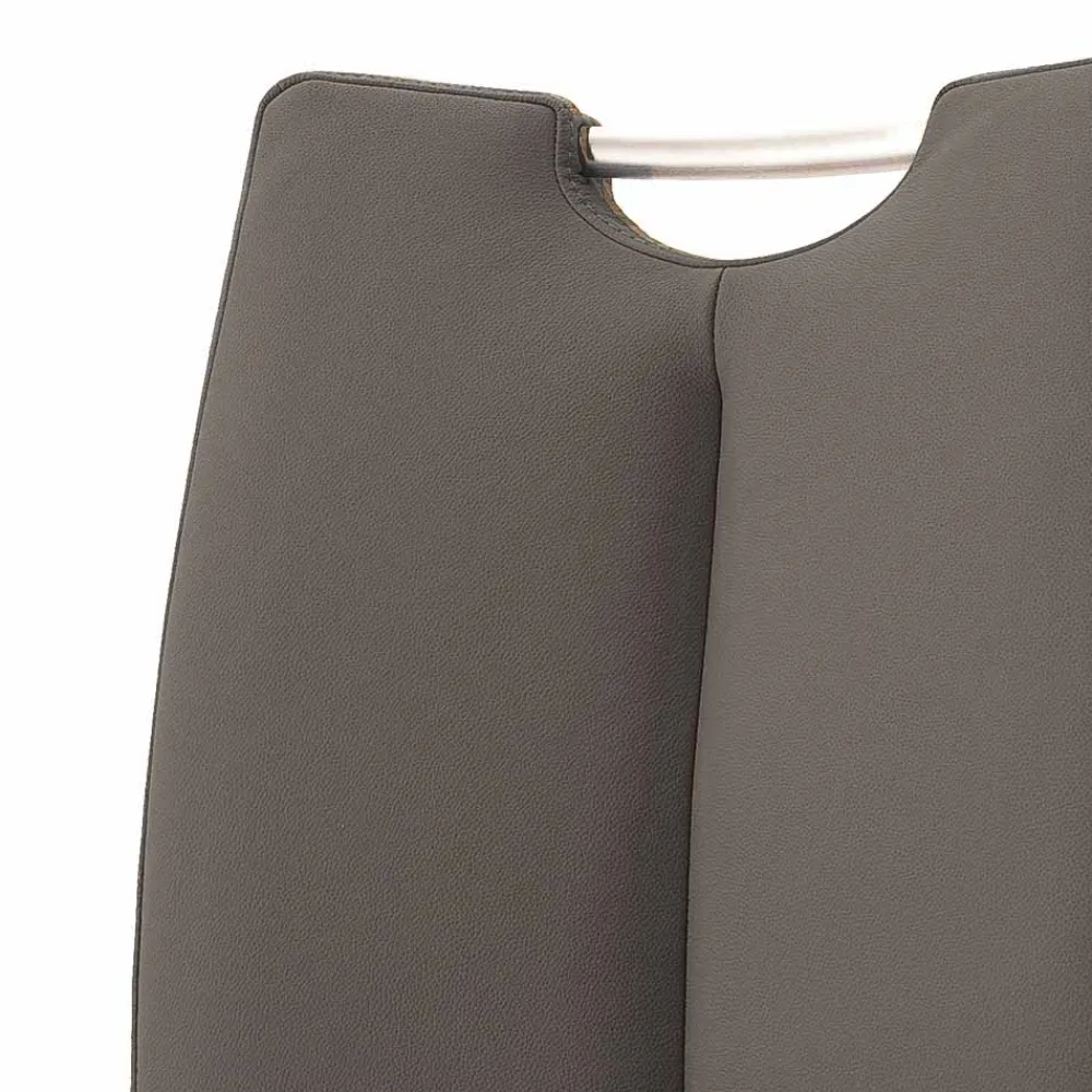 Wohnen Sessel|Stühle<Grauer Lederstuhl mit Edelstahl - Yetarra (2er Set)