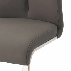 Wohnen Sessel|Stühle<Grauer Lederstuhl mit Edelstahl - Yetarra (2er Set)