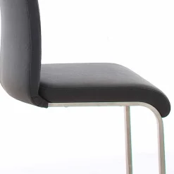 Wohnen Sessel|Stühle<Grauer Lederstuhl mit Edelstahl - Yetarra (2er Set)