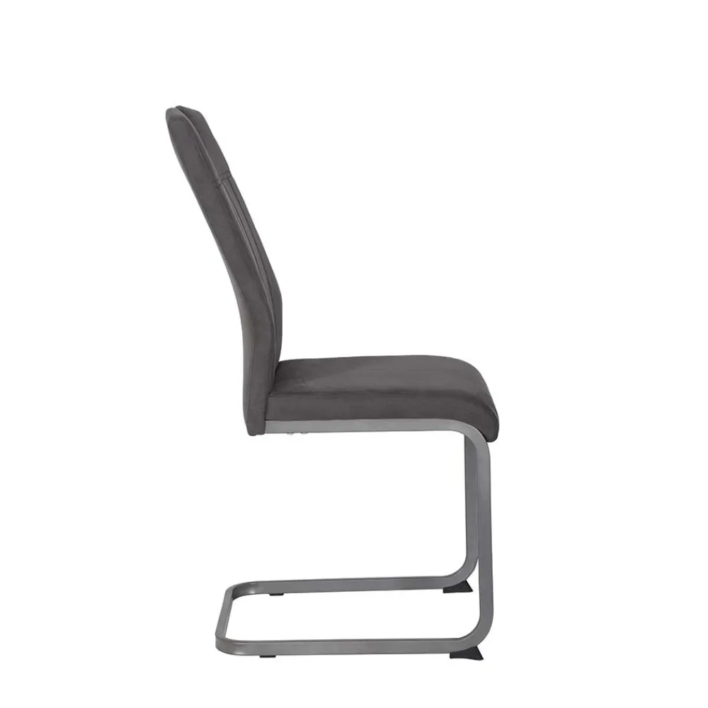 Wohnen Sessel|Stühle<Grauer Microfaser Stuhl mit Schwingfuß - Racelyn (Set)