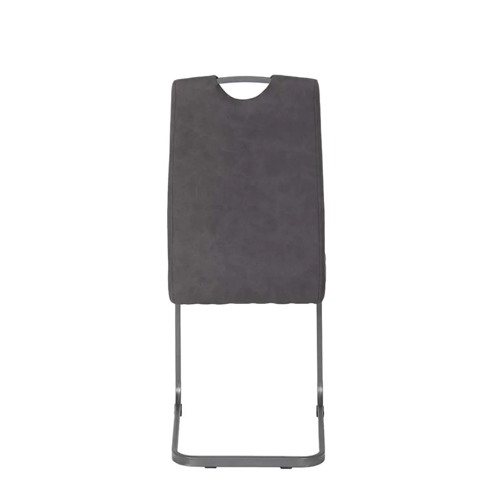 Wohnen Sessel|Stühle<Grauer Microfaser Stuhl mit Schwingfuß - Racelyn (Set)