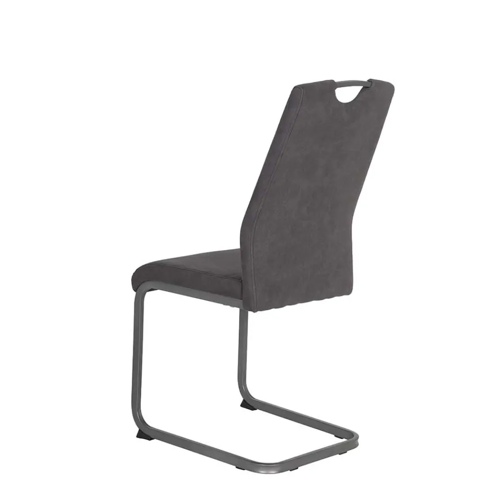 Wohnen Sessel|Stühle<Grauer Microfaser Stuhl mit Schwingfuß - Racelyn (Set)