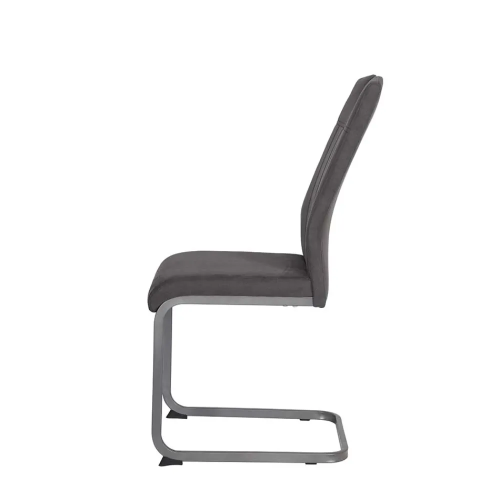 Wohnen Sessel|Stühle<Grauer Microfaser Stuhl mit Schwingfuß - Racelyn (Set)