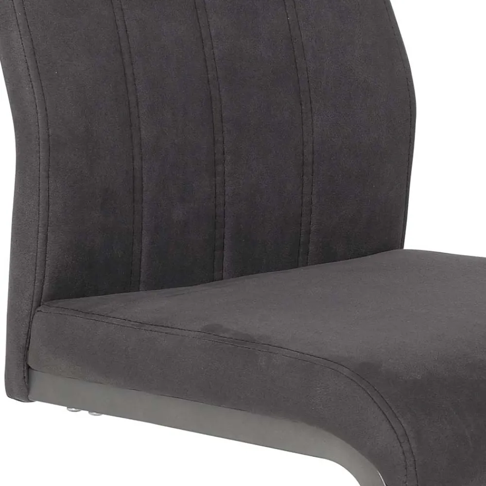 Wohnen Sessel|Stühle<Grauer Microfaser Stuhl mit Schwingfuß - Racelyn (Set)